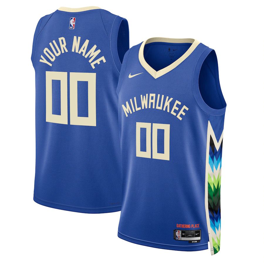 Men Milwaukee Bucks Nike Royal City Edition 2022-23 Swingman Custom NBA Jersey